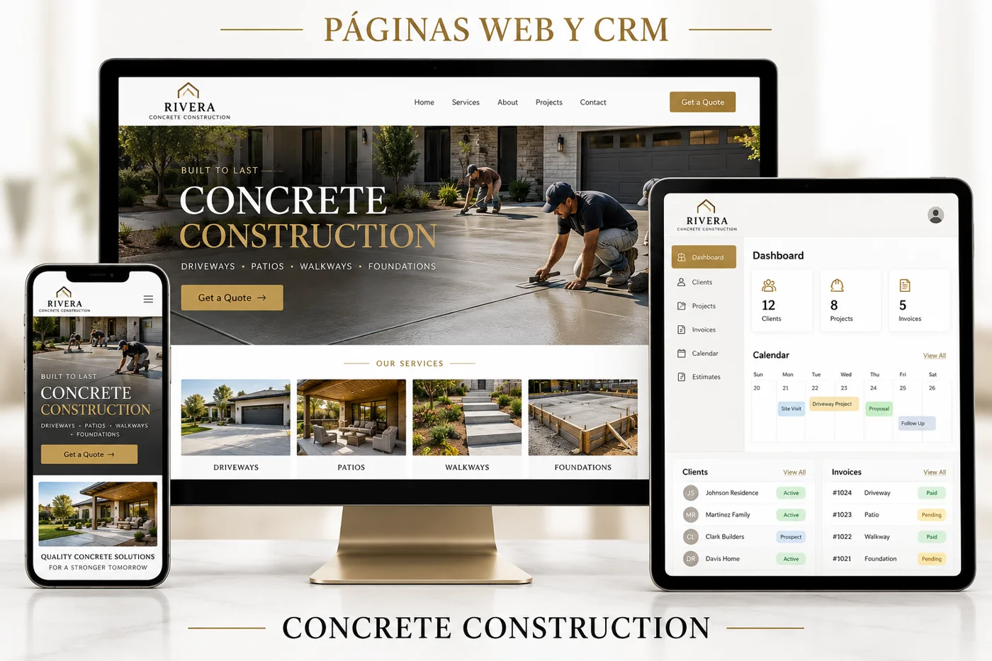 Concepto ilustrativo: Páginas web para construcción de concreto