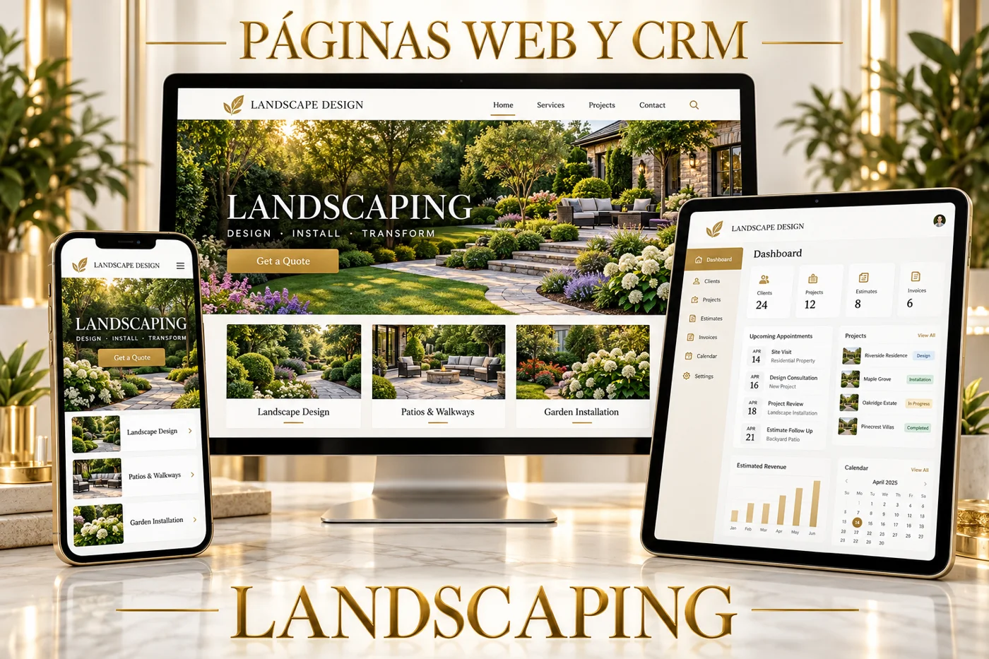Concepto ilustrativo: Páginas web para landscaping