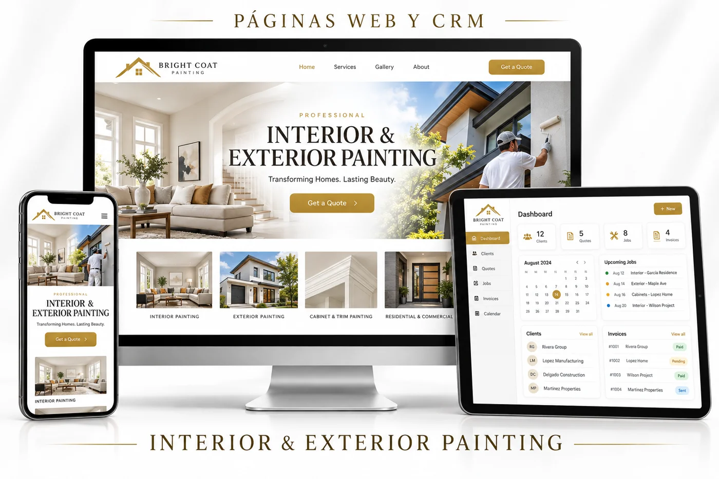 Concepto ilustrativo: Páginas web para pintura interior y exterior