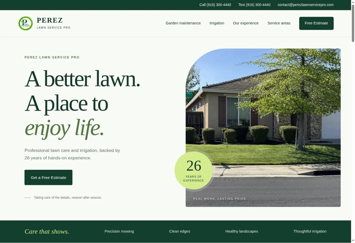 Captura del sitio de Perez Lawn Service Pro
